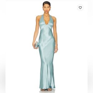 Bec + Bridge Frida Halter Dress in Sea Spray Elegant Blue Halter Maxi Dress